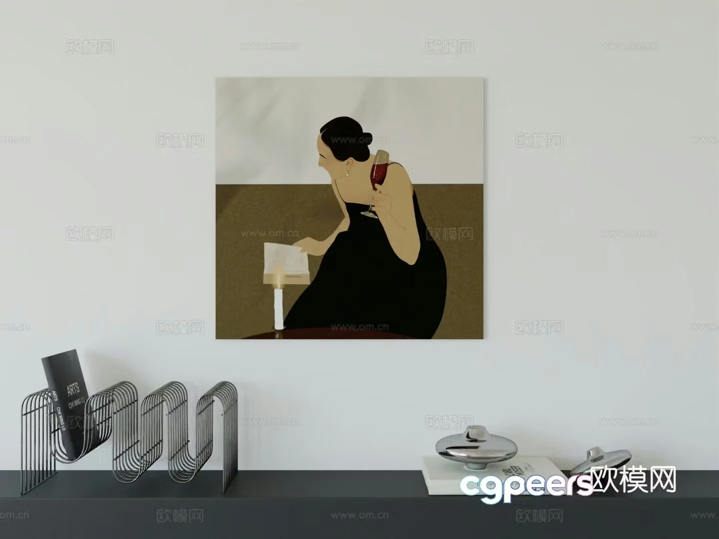 Modern minimalist hanging painting Bauhaus art hanging painting 3d model