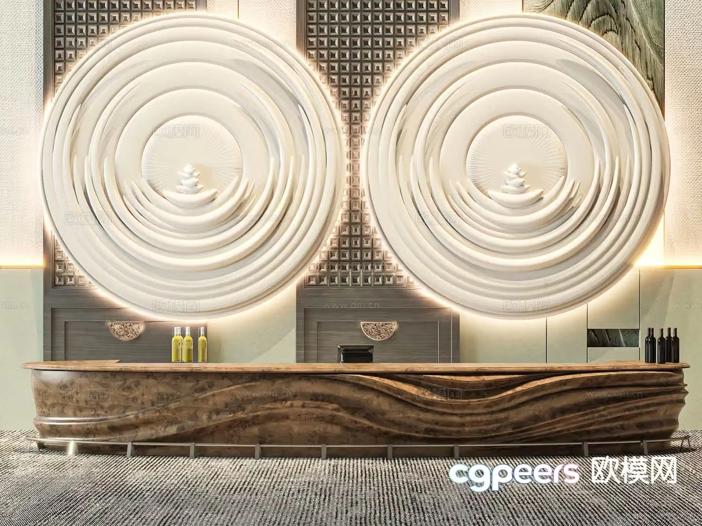 Front desk reception desk service desk 3d model