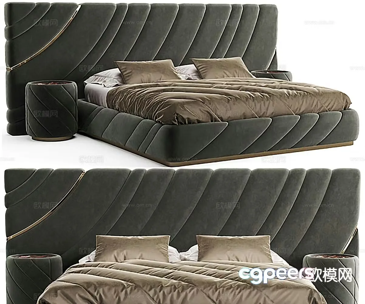 Light luxury double bed 3D model