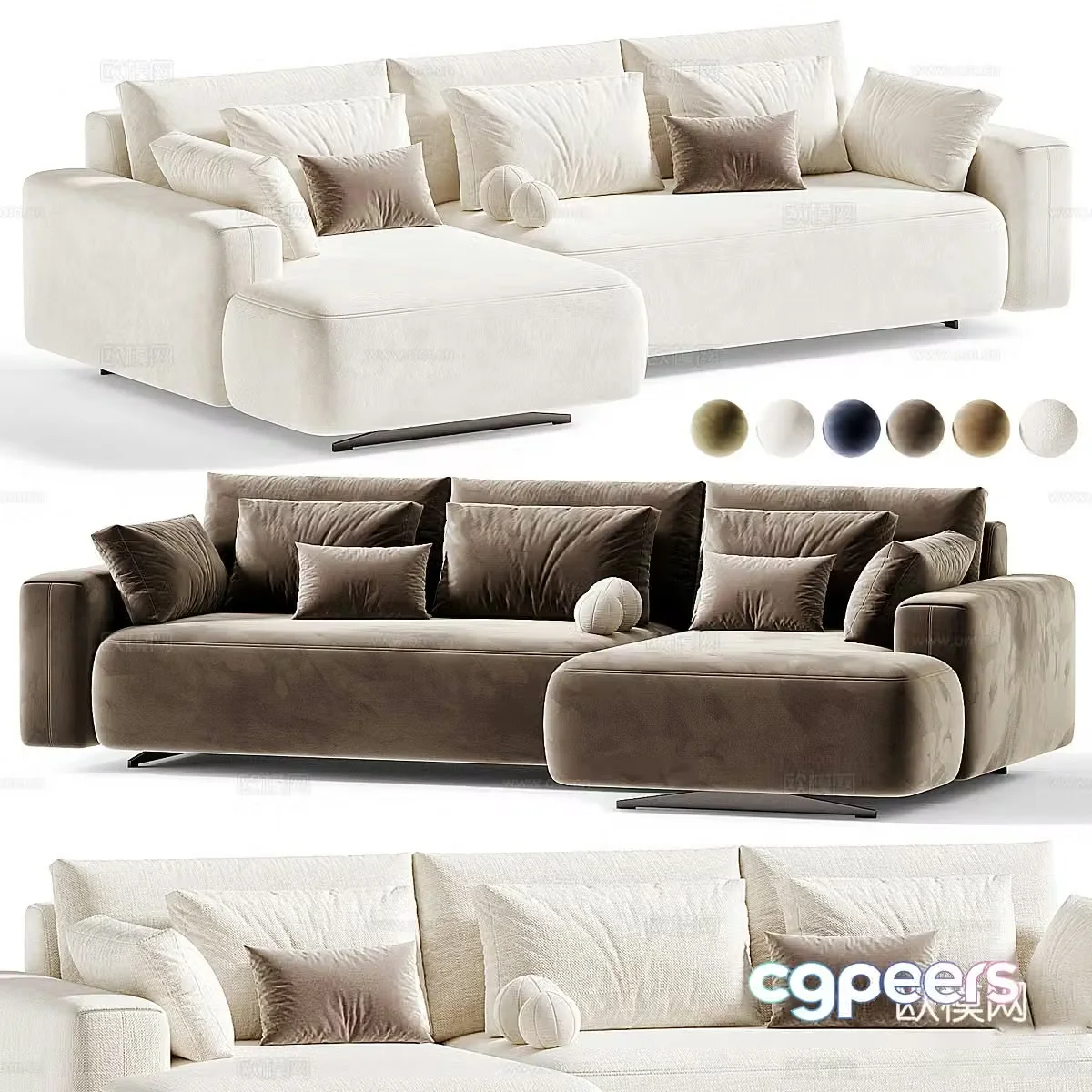 Modern Italian fabric corner sofa 3D model