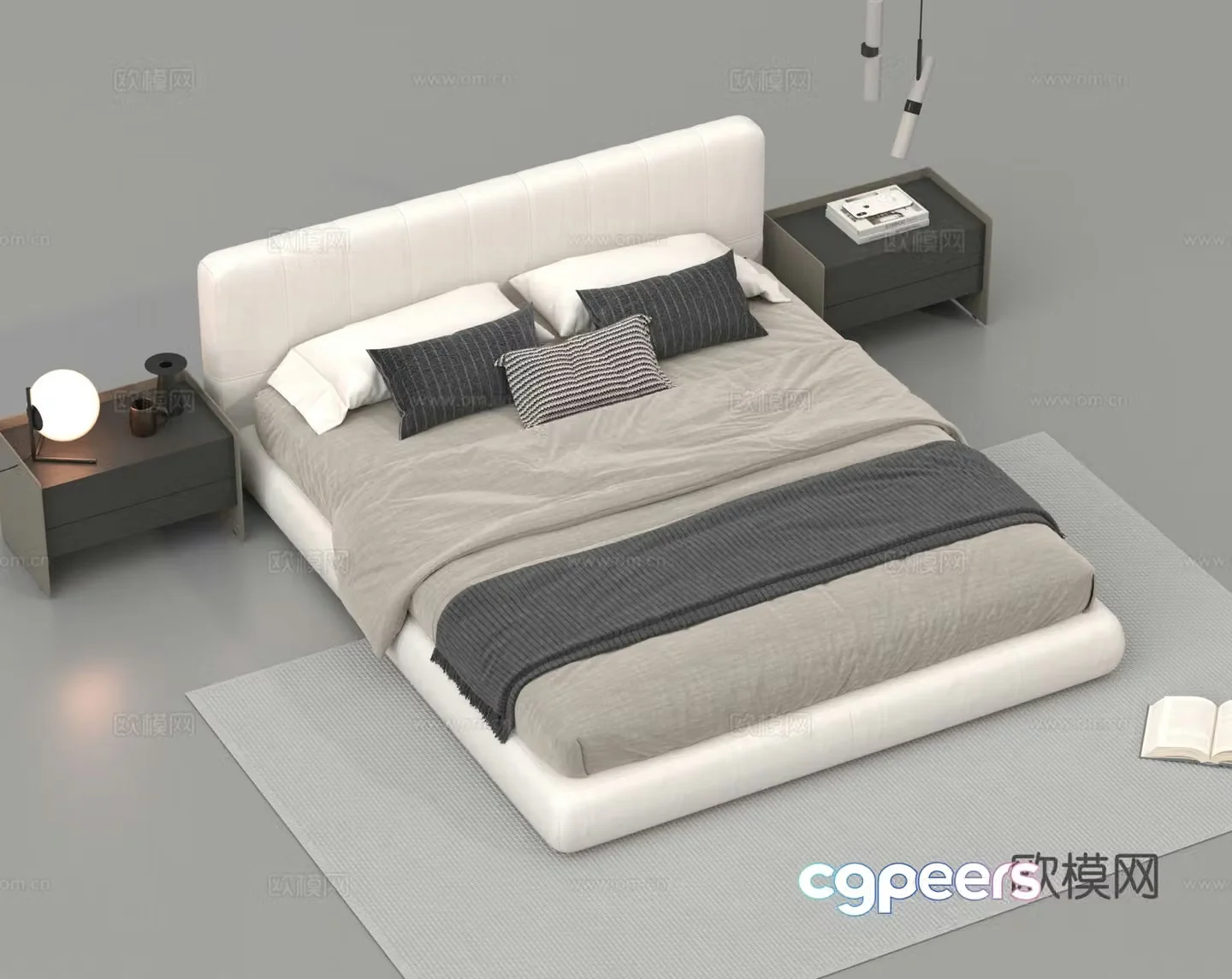 Double bed nightstand 3d model