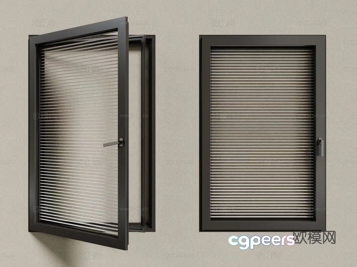 Modern office windows aluminum alloy windows casement windows blinds 3d model