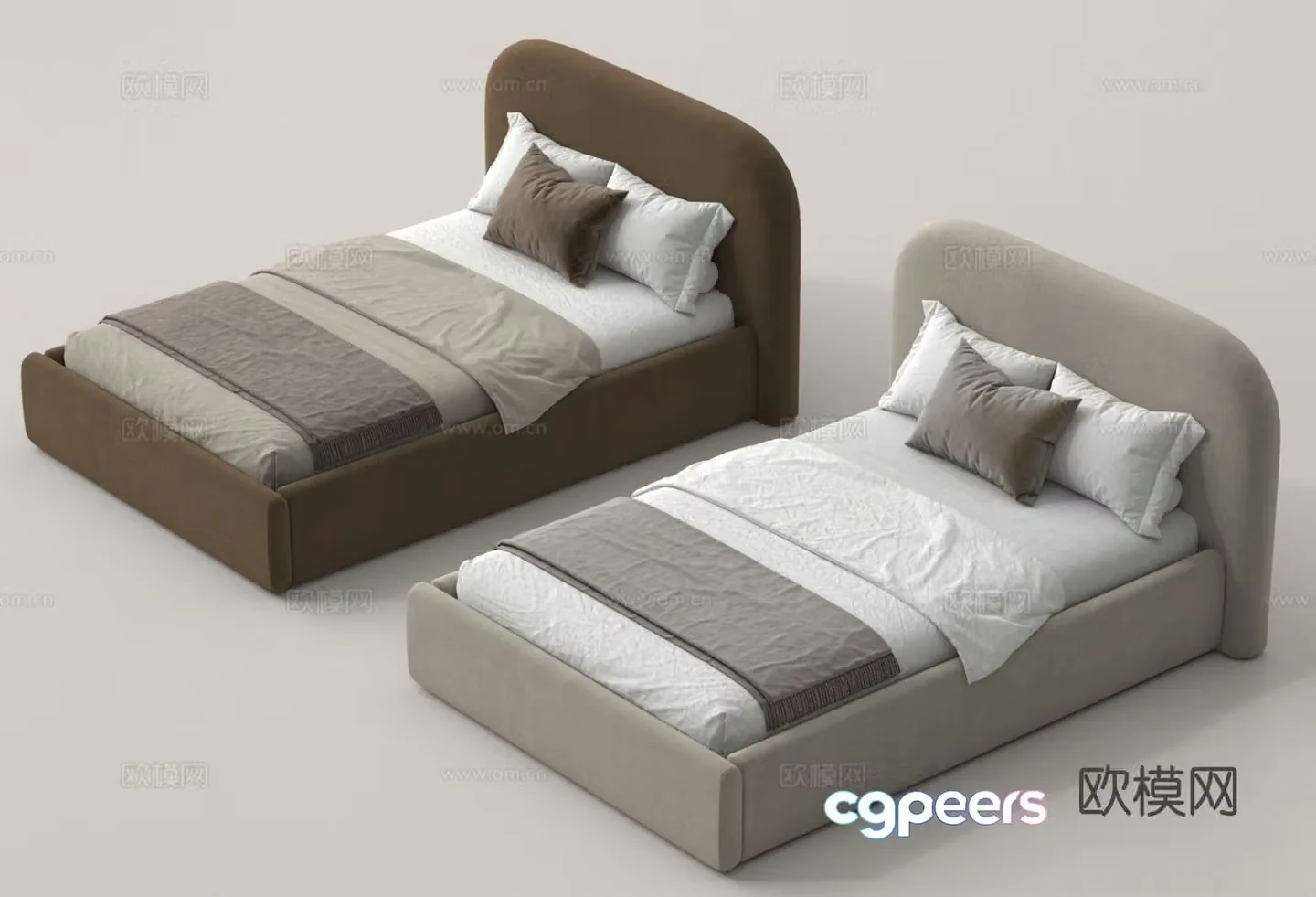 Modern single bed guest bedroom 3d model