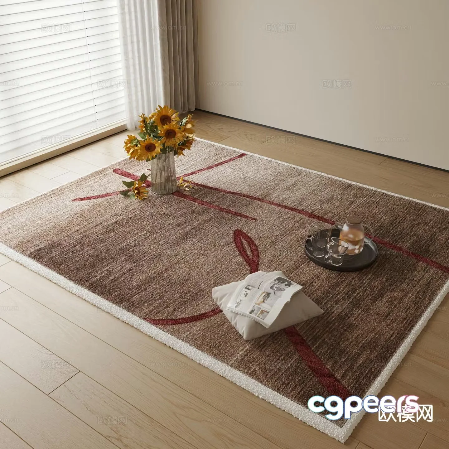 Brown pattern carpet 3d model