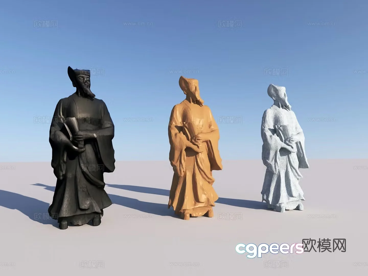 Chinese character sculpture ancient sculpture poet sculpture 3d model