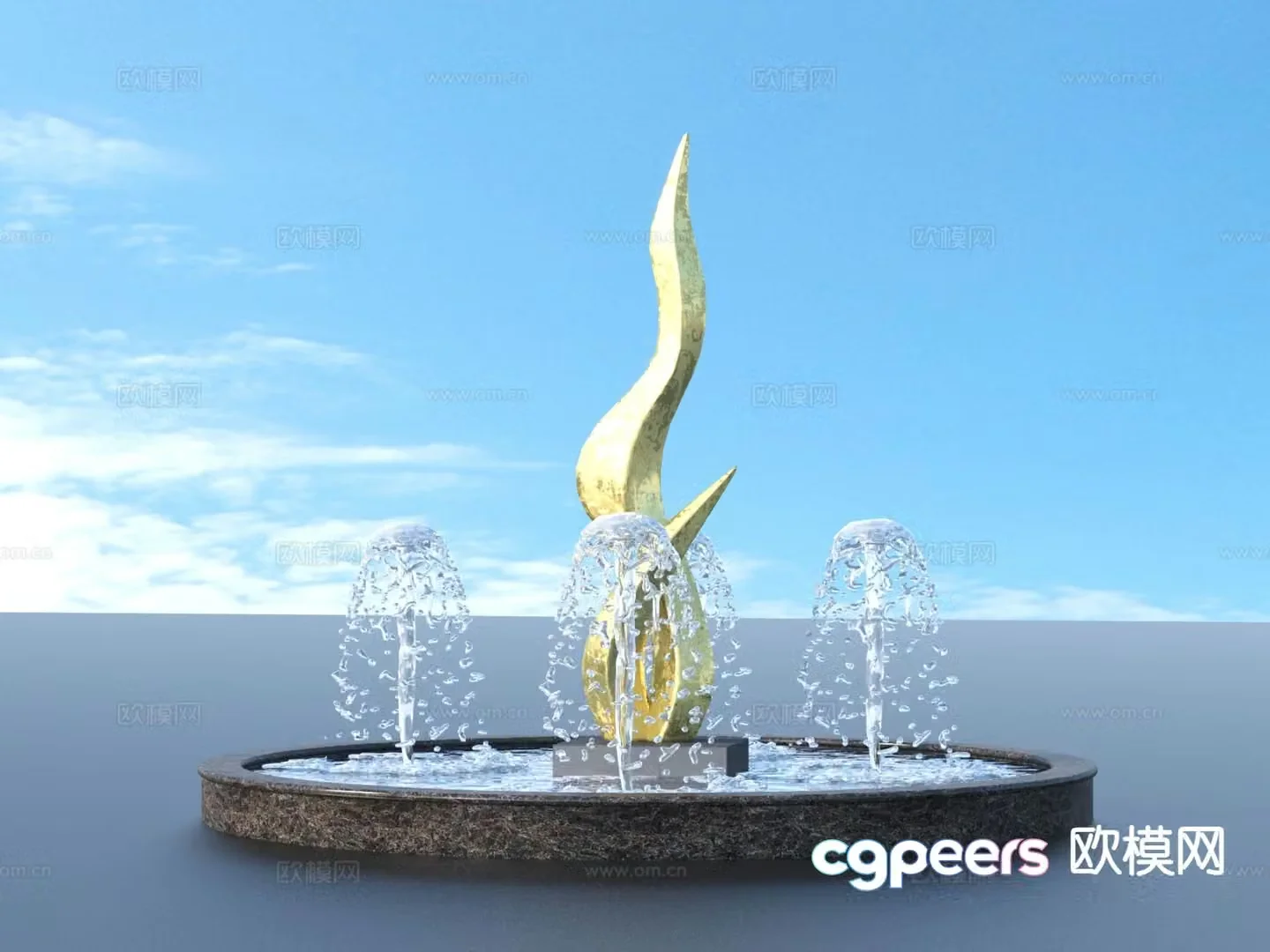 Urban Sculpture Waterscape Sketch Landscape Sculpture 3D Model