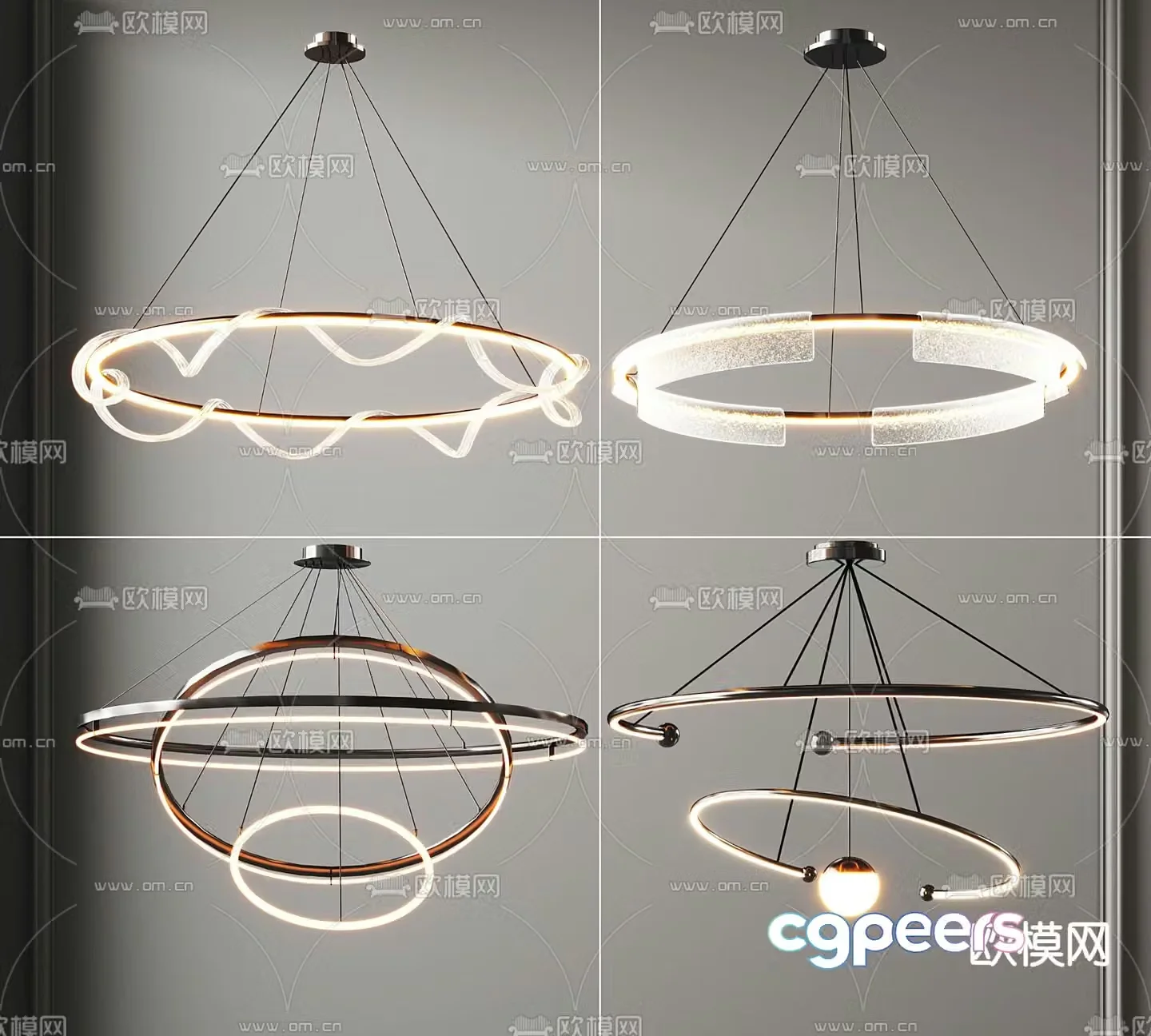 Ring chandelier hall chandelier 3d model