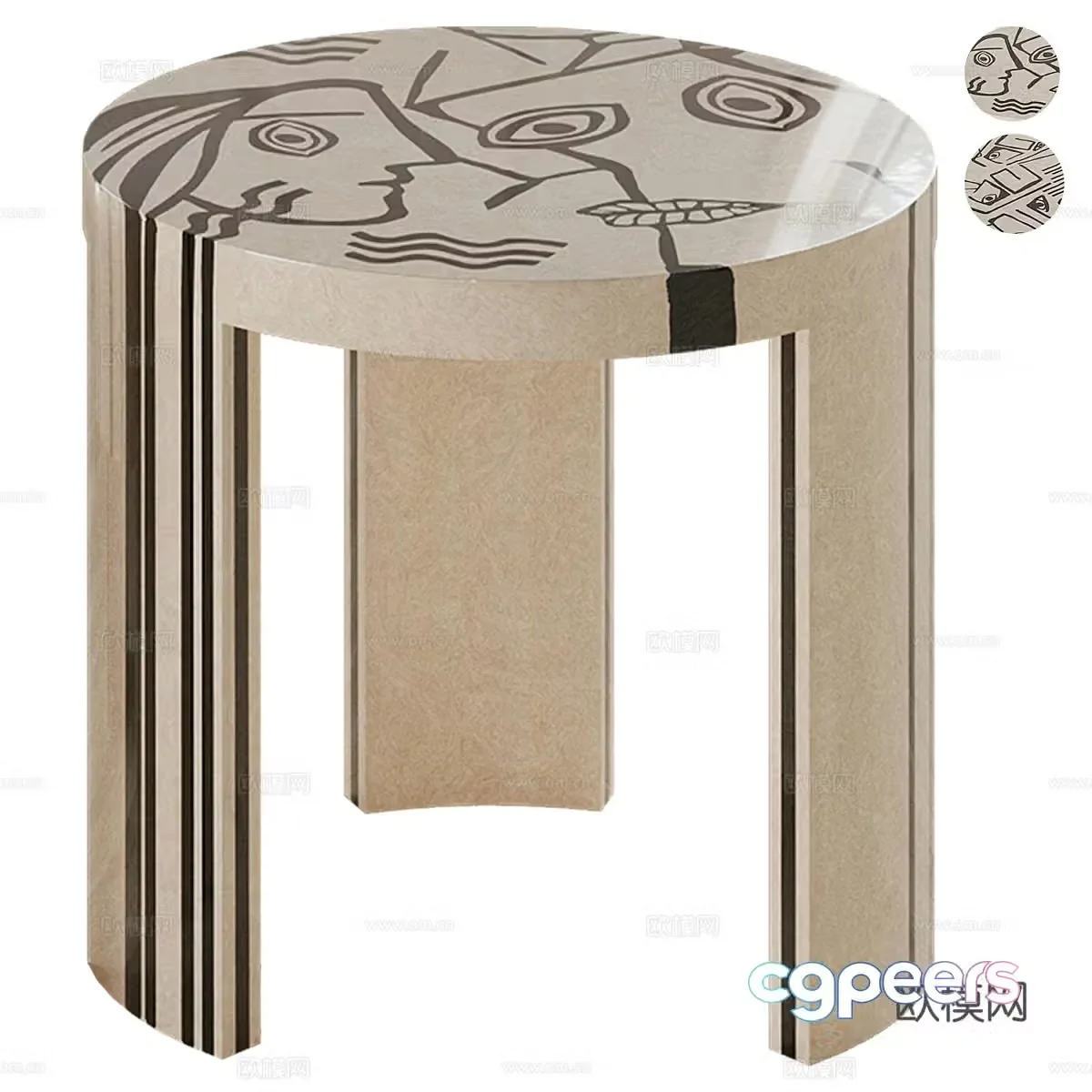 Modern Italian Hommes round stool 3d model