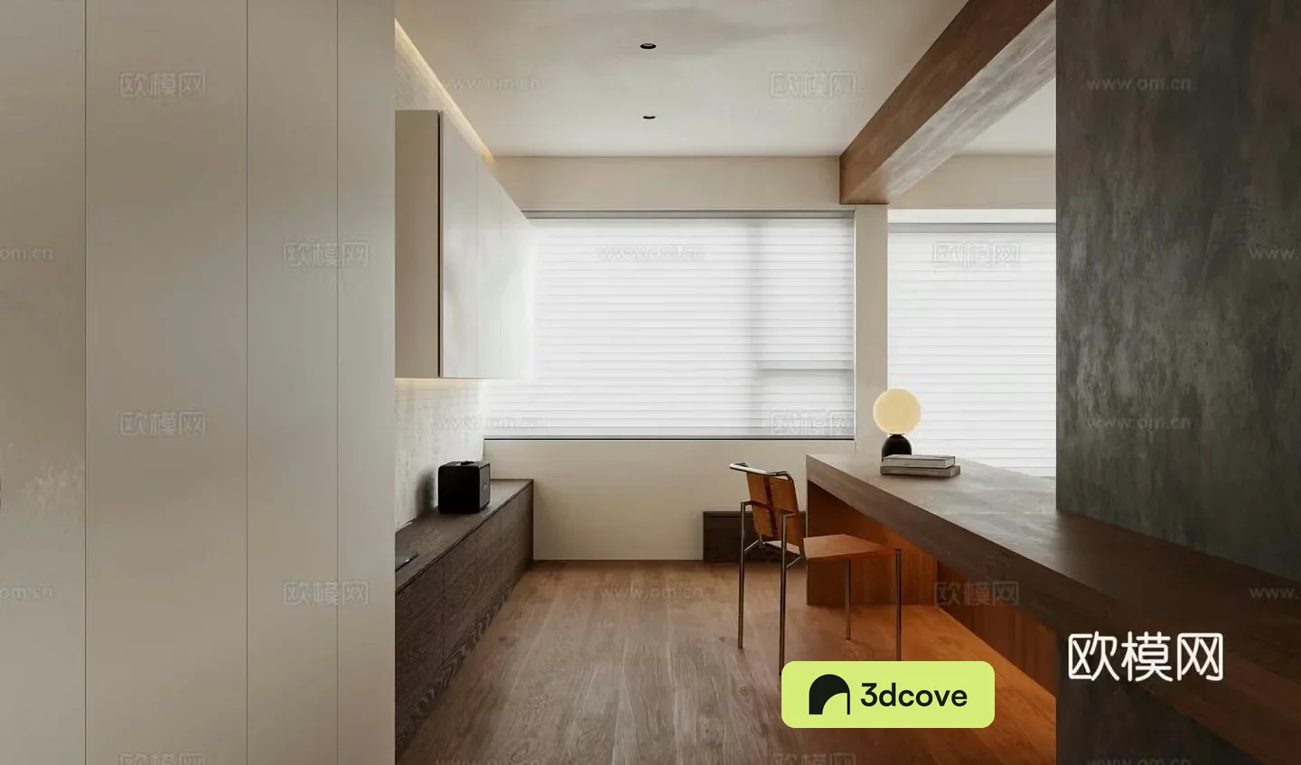 Modern minimalist study room bookcase board desk and chair combination desk lamp book