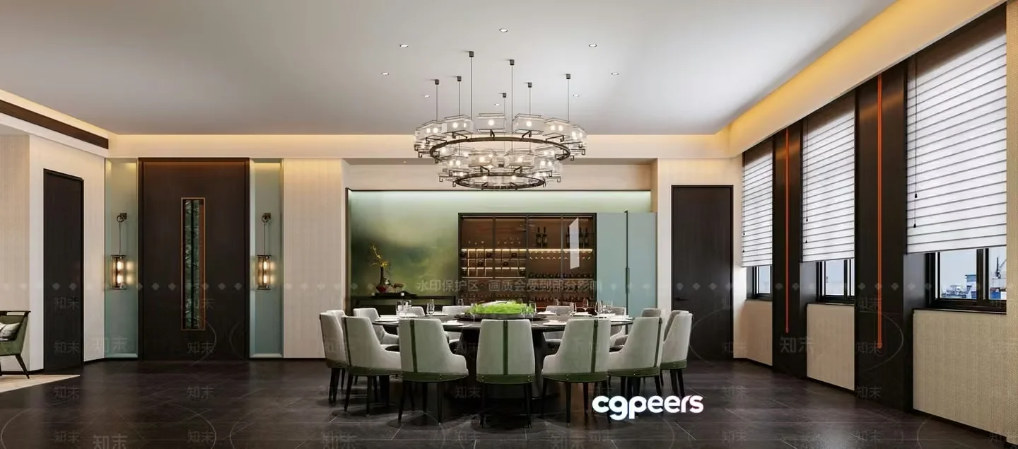 A Large Dining Table 3D Model – 14307 – VRAY Render