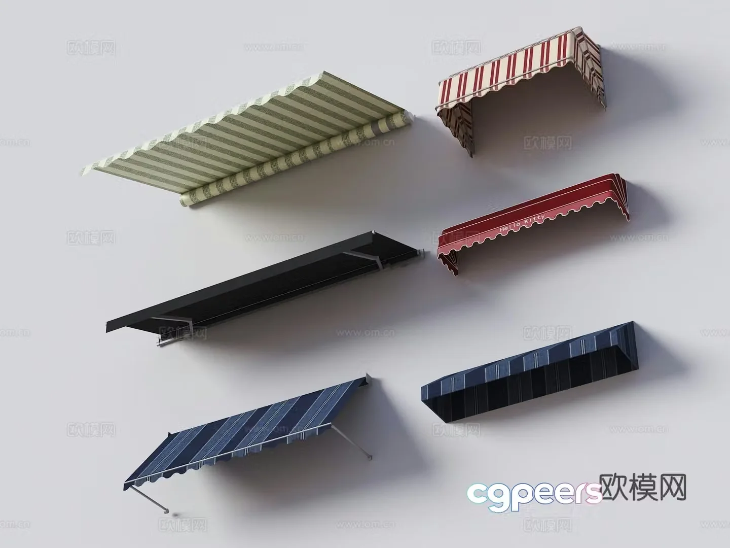 Outdoor sunshade outdoor awning outdoor awning modern awning two sheds rain swelling 3d model