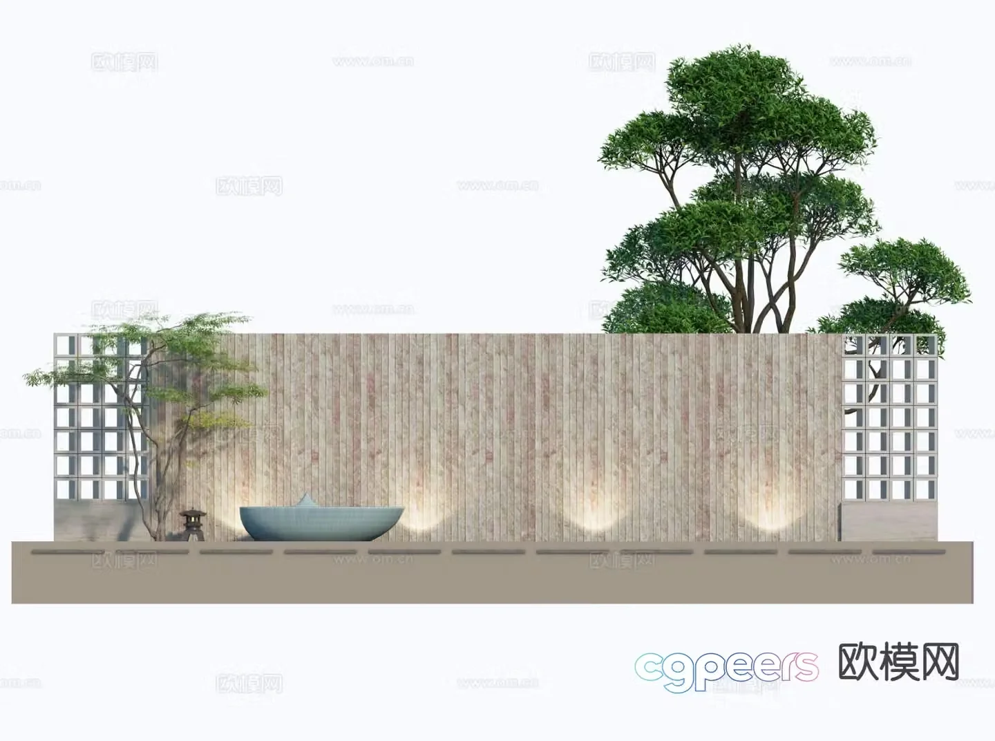 Modern courtyard garden landscape wall fence hollow stone landscape wall 3D model