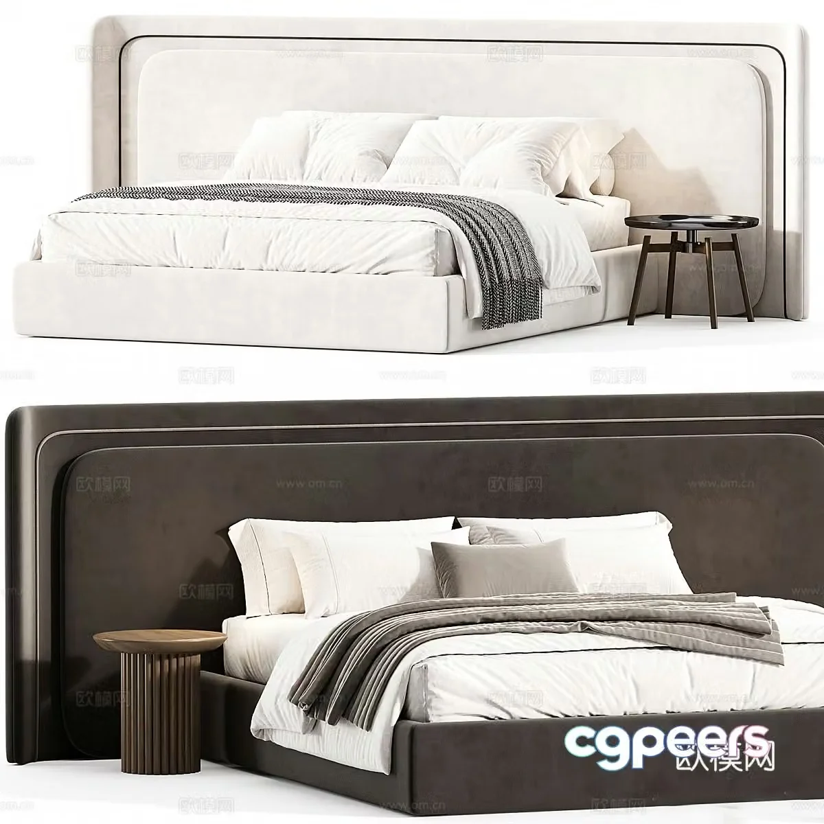 Creamy style double bed fabric double bed floor bed bedding bedding side bed backrest bed hug 3d model