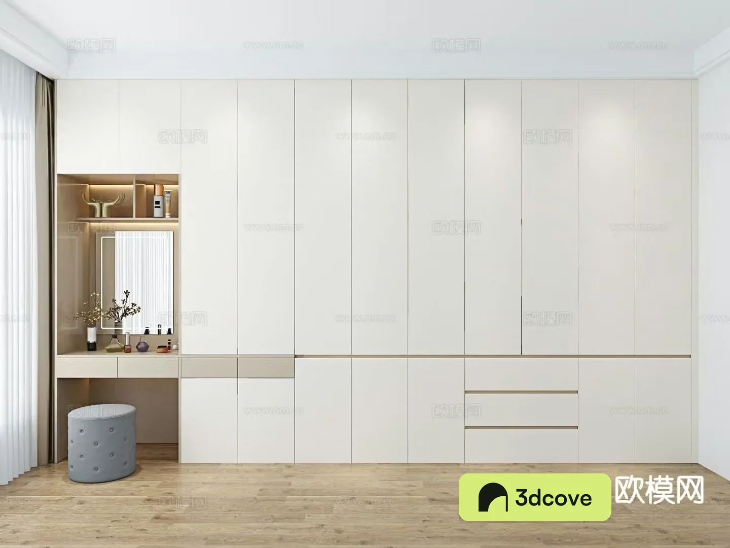 Modern wardrobe dresser integrated cabinet