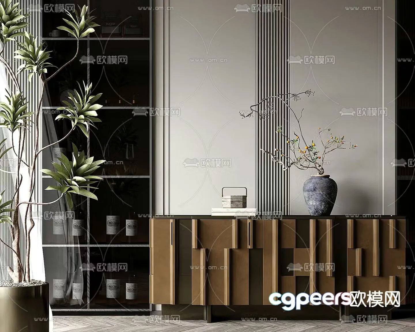 Modern side cabinet entrance cabinet end view cabinet 3D model