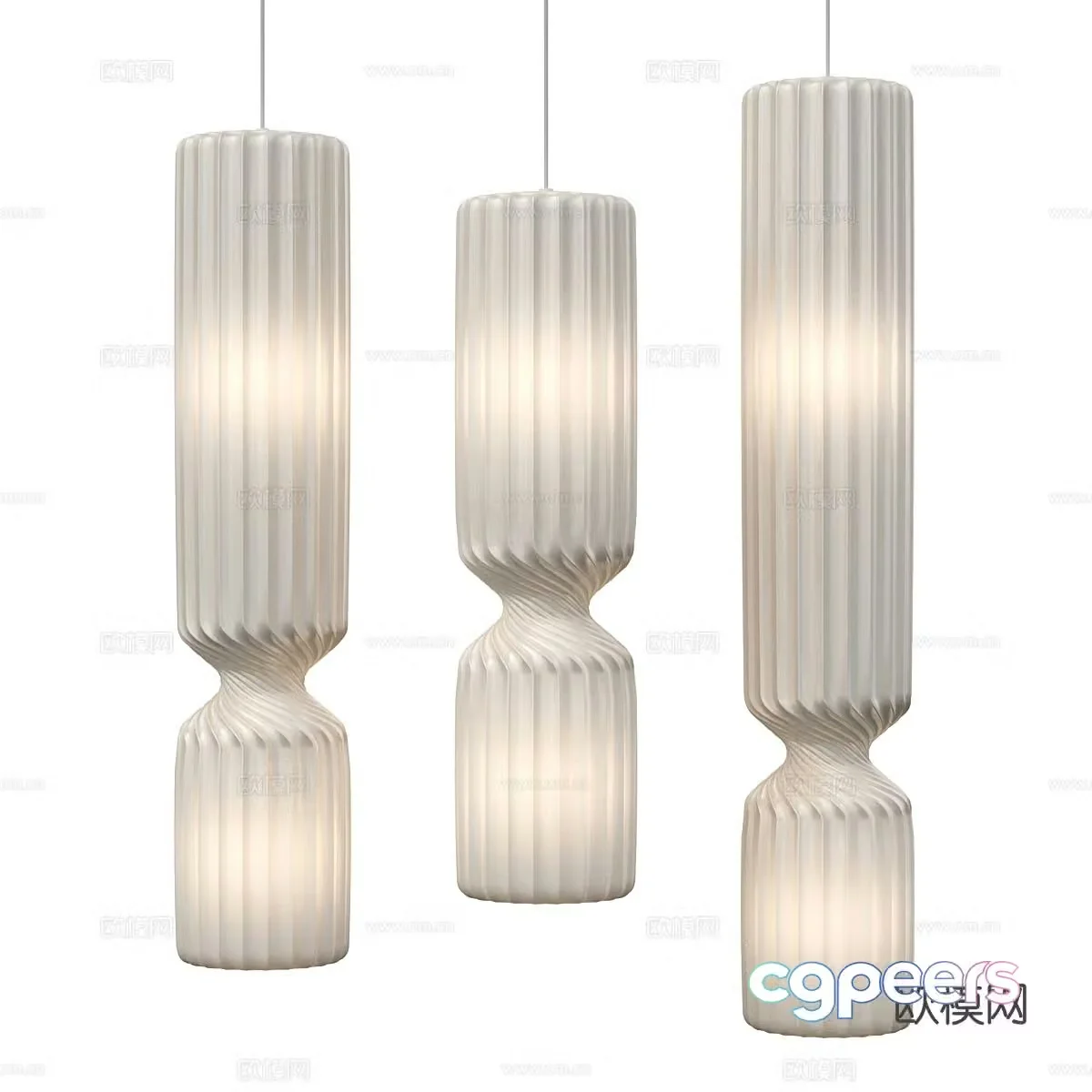New Chinese rattan fabric decorative chandeliers 3D model