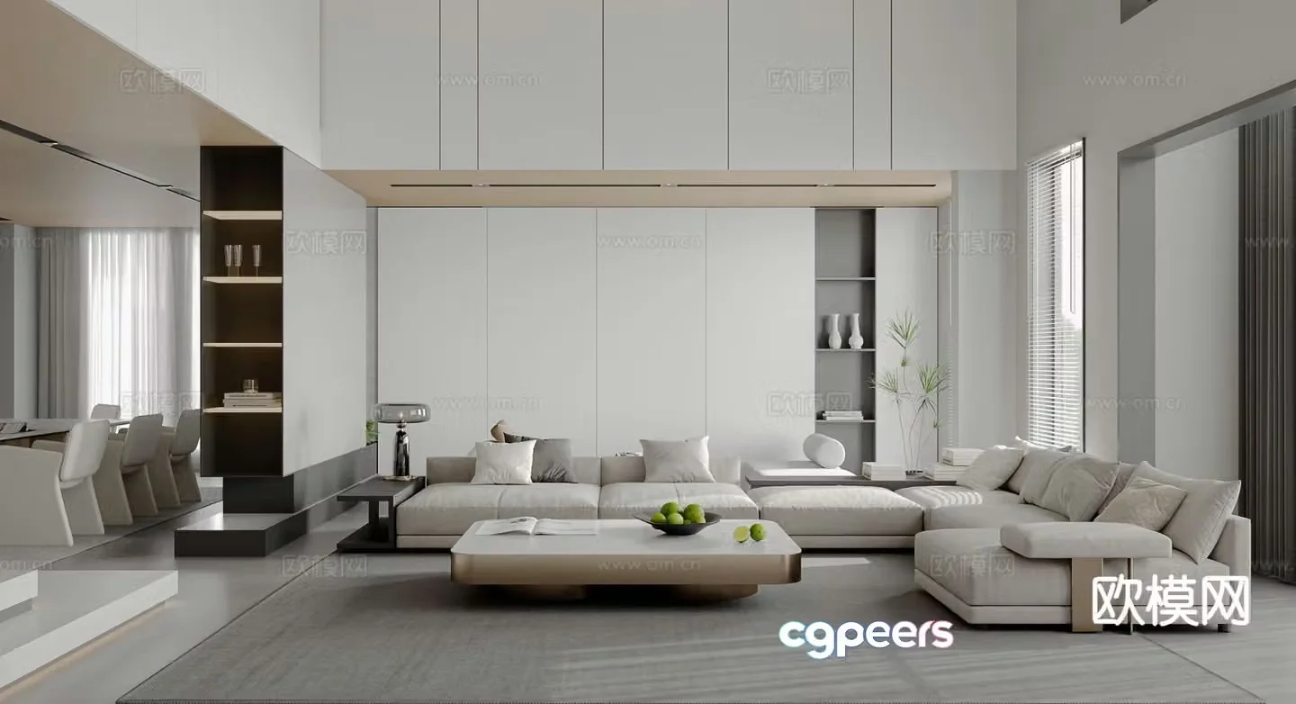 Modern villa living room empty living room 3D model