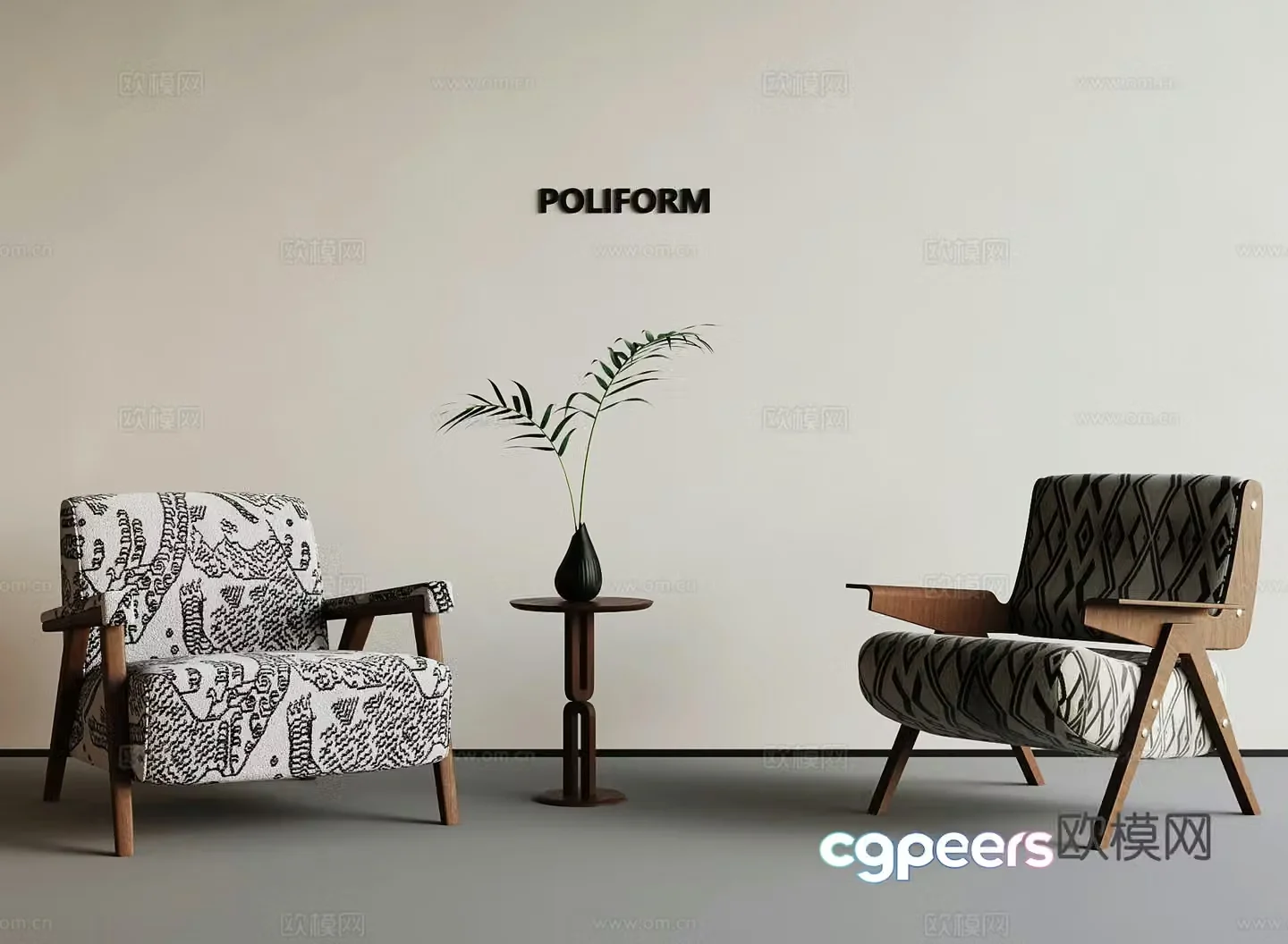 Middle-aged leisure chair 3D model