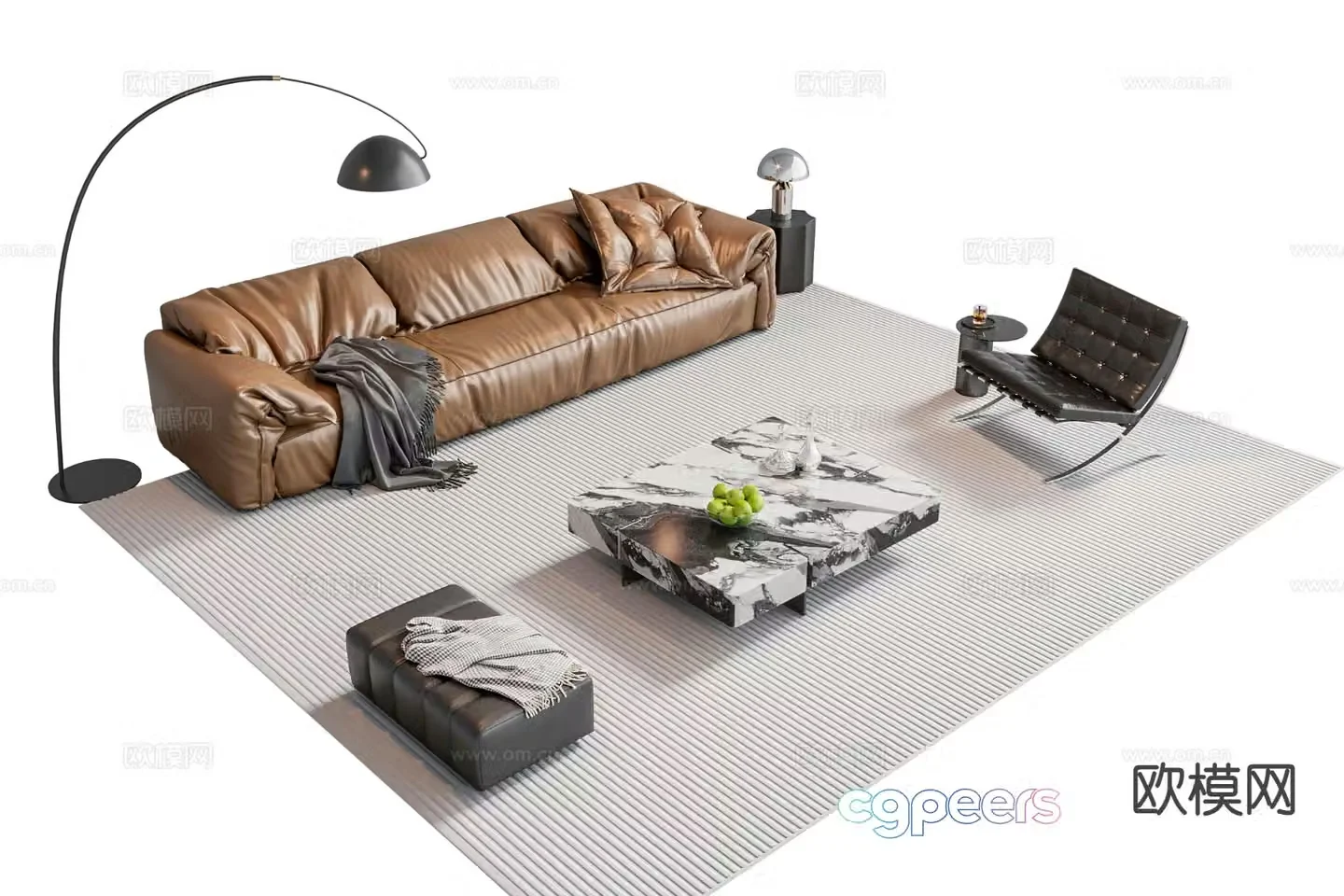 Italian sofa modular sofa 3d model