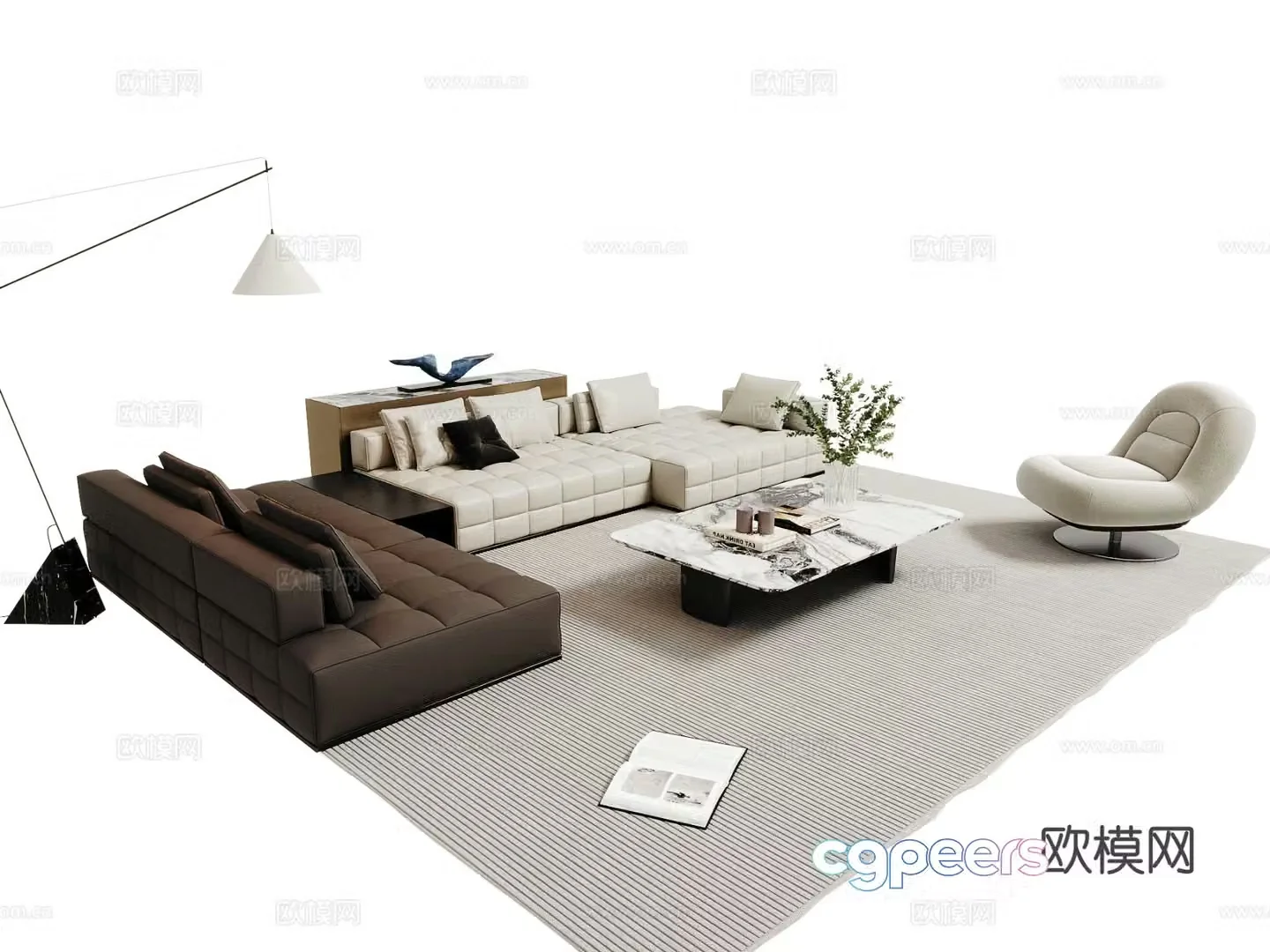 Italian sectional sofa 3d model
