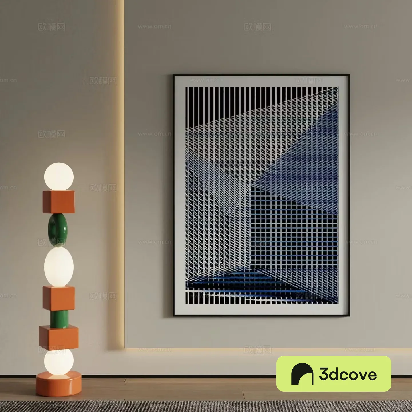 Modern decorative painting blue geometric painting