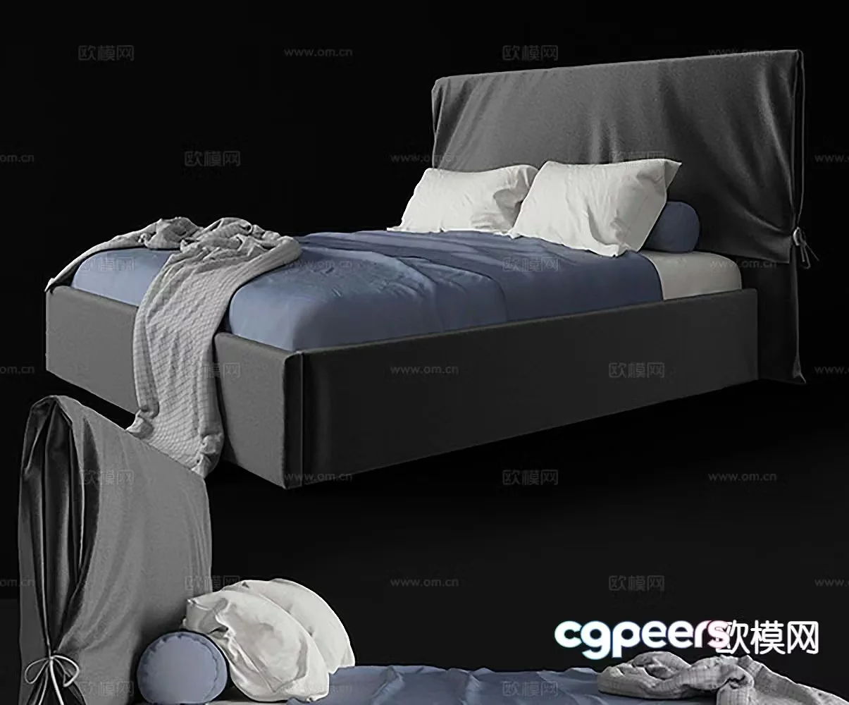 Modern double bed 3d model