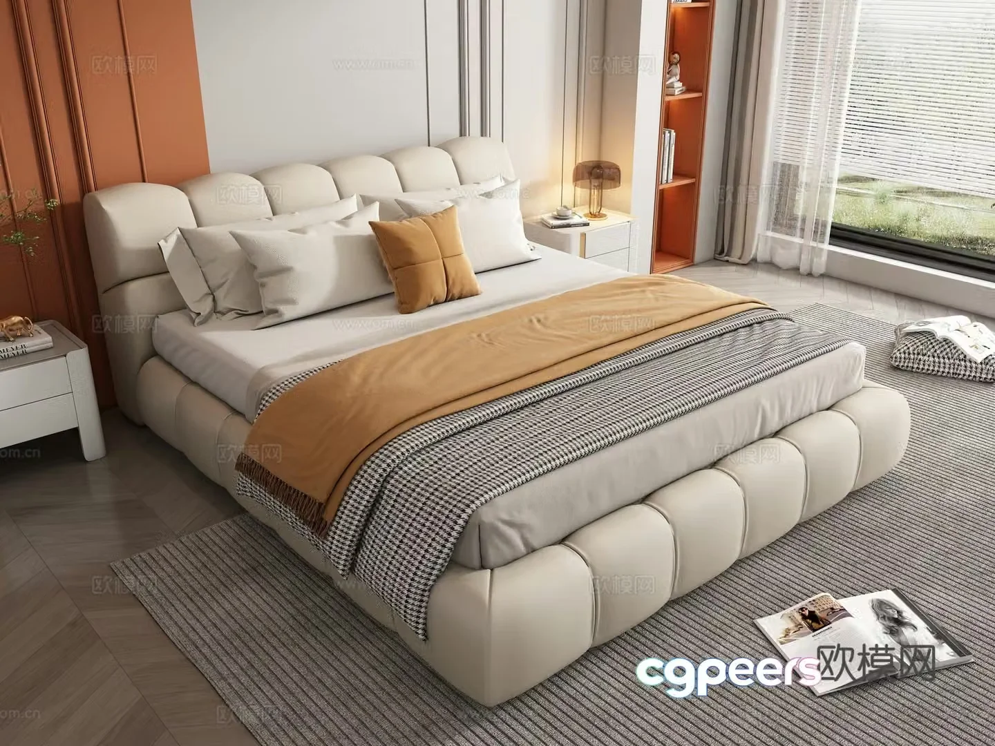 Modern double bed 3d model