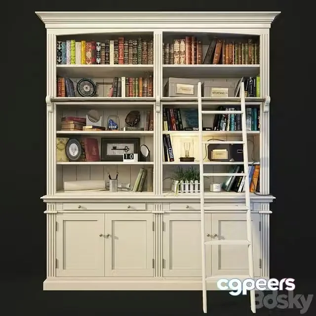 3ds Max Free – Bookcase, library Amandine. Maisons du monde