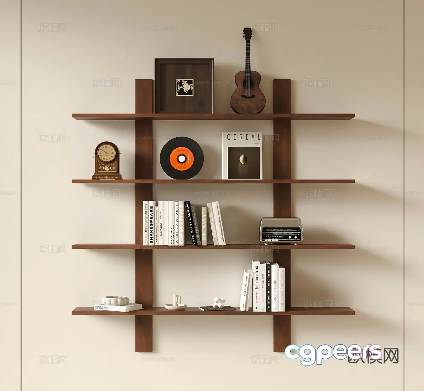 Modern medieval shelf bookshelf decorative shelf 3D model