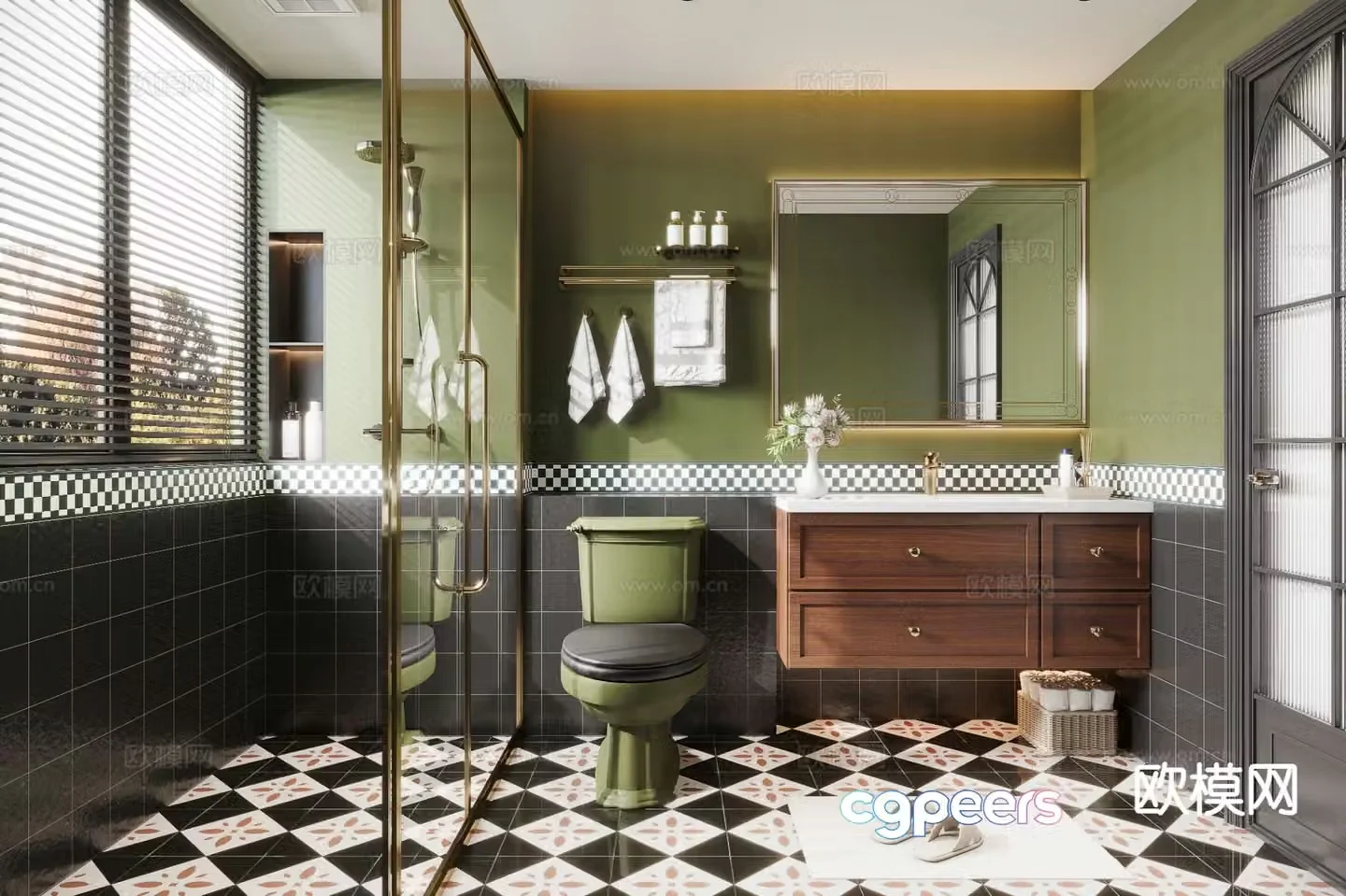 French retro bathroom bathroom 3d model