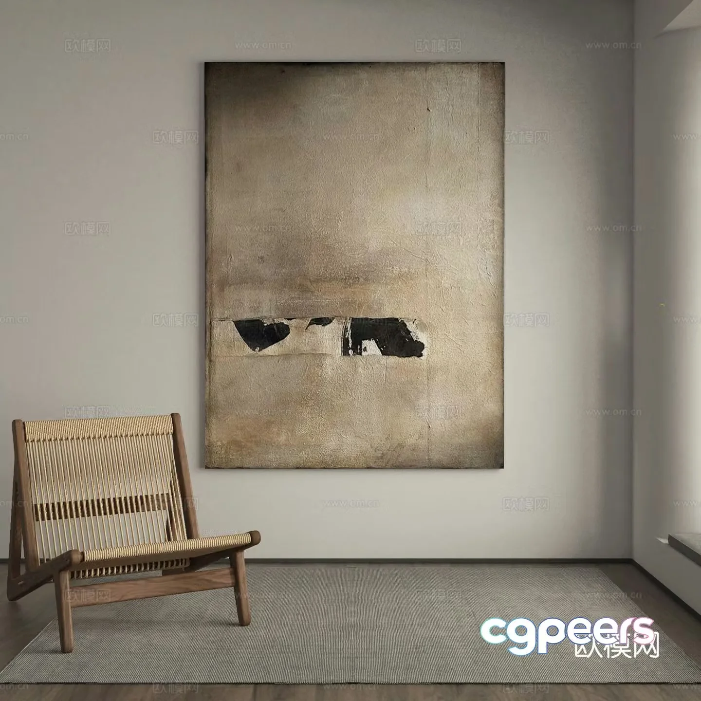 Wabi-sabi decorative painting texture painting abstract hanging painting 3D model