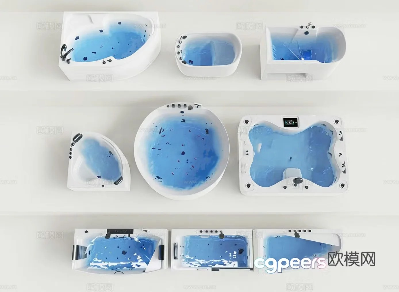 Modern bathtub combination round bathtub rectangular bathtub oval bathtub villa bathtub bath 3d model