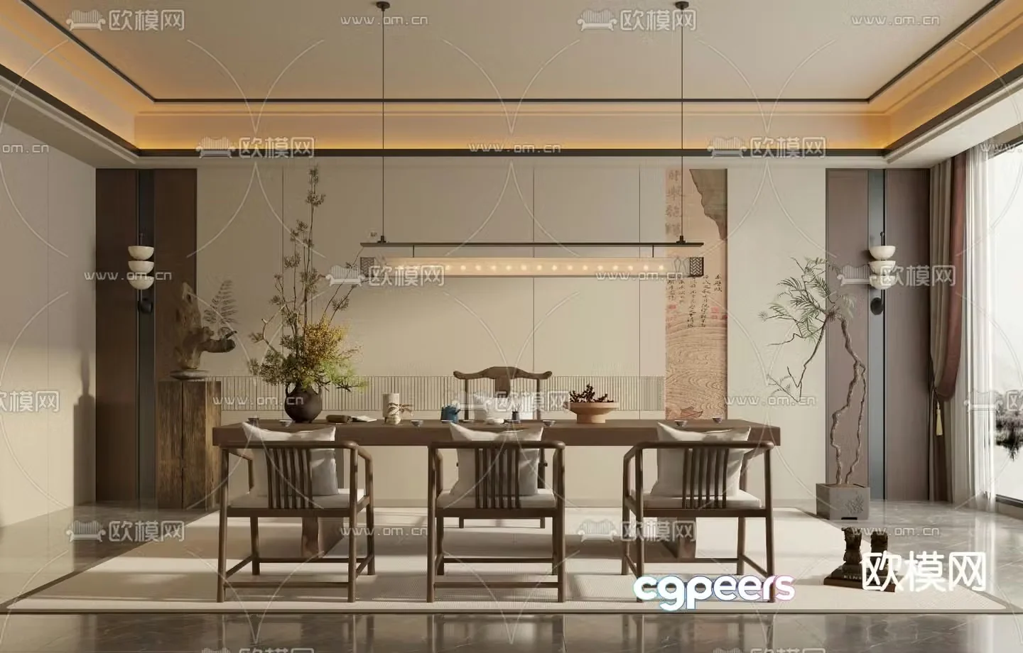 New Chinese tea room 3D model
