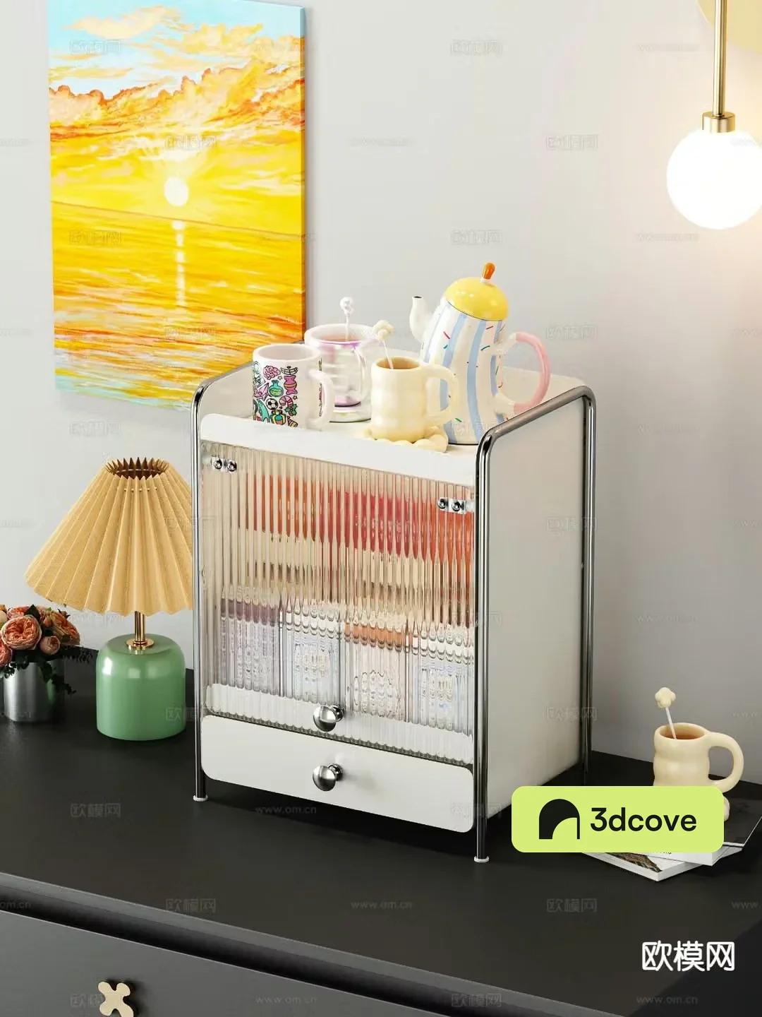Cream Feng Shui Cup Storage Rack Desktop Storage Rack