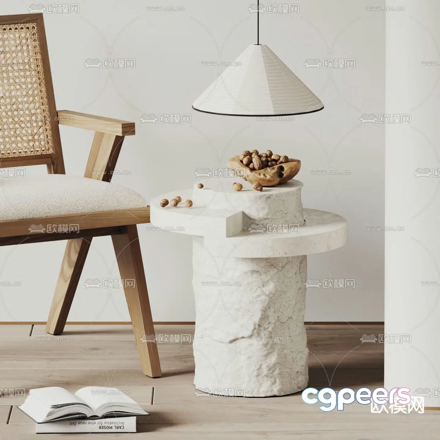 Stone side table table 3D model