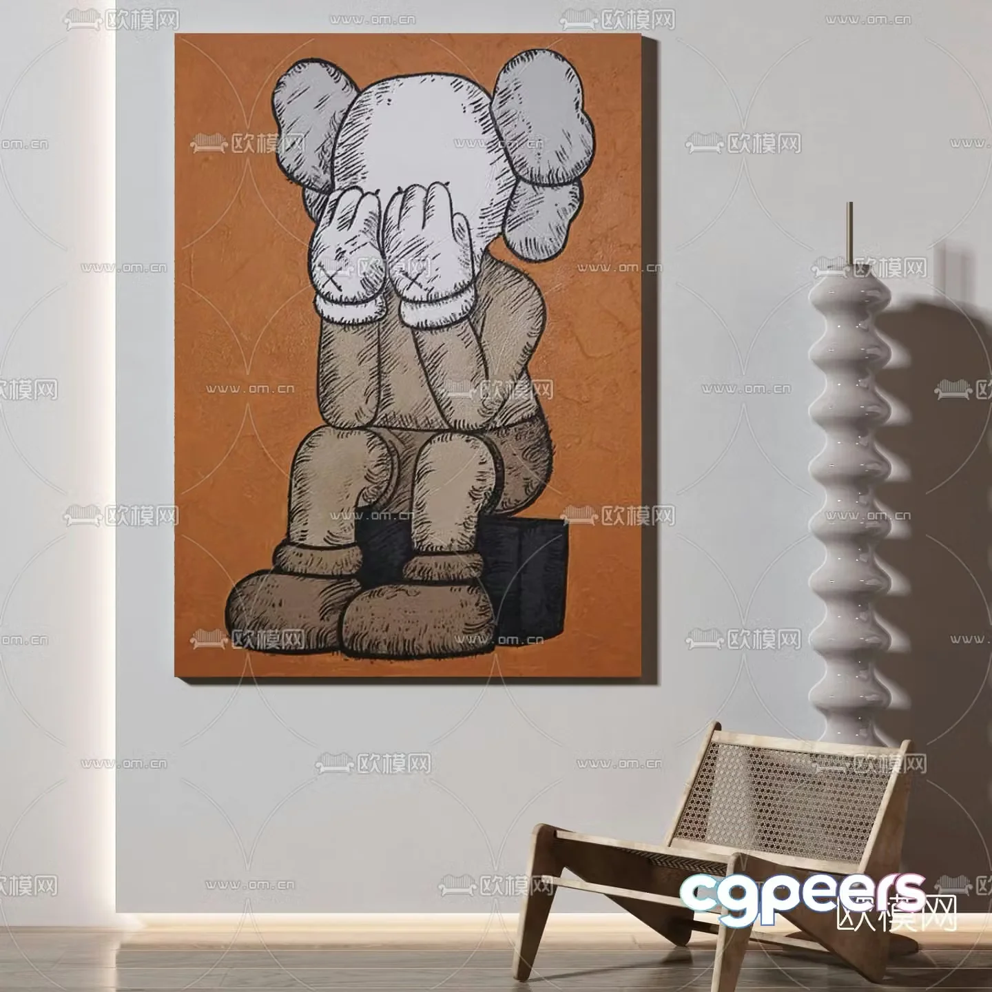 Modern KAWS decorative painting 3d model