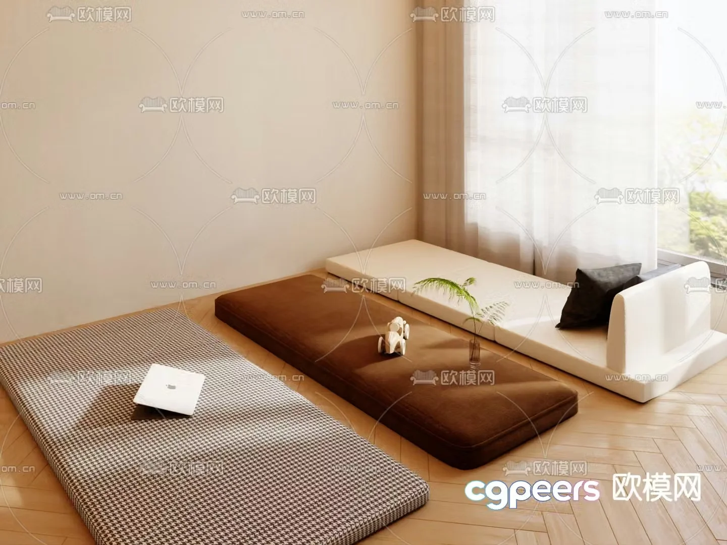 Cushion bay window cushion 3d model
