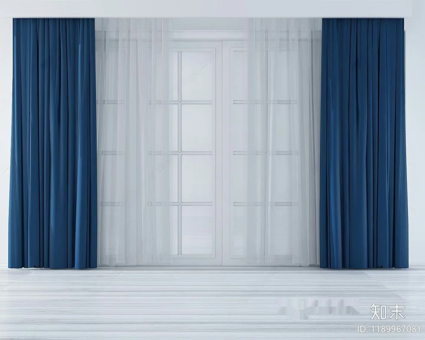 Blue Curtain 3D Model – 149 – VRAY Render