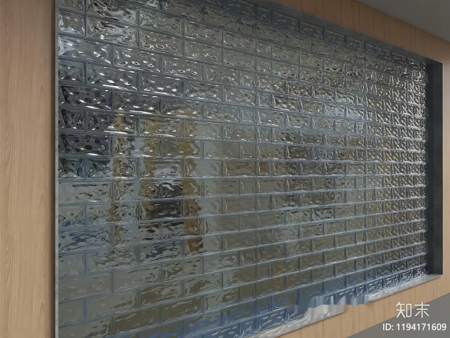A Glass Block Wall 3D Model – 15655 – VRAY Render