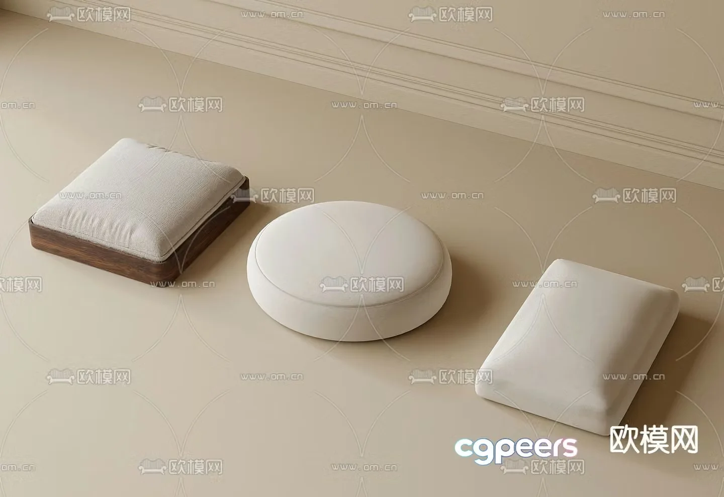 Wabi-sabi pouf cushion futon 3D model