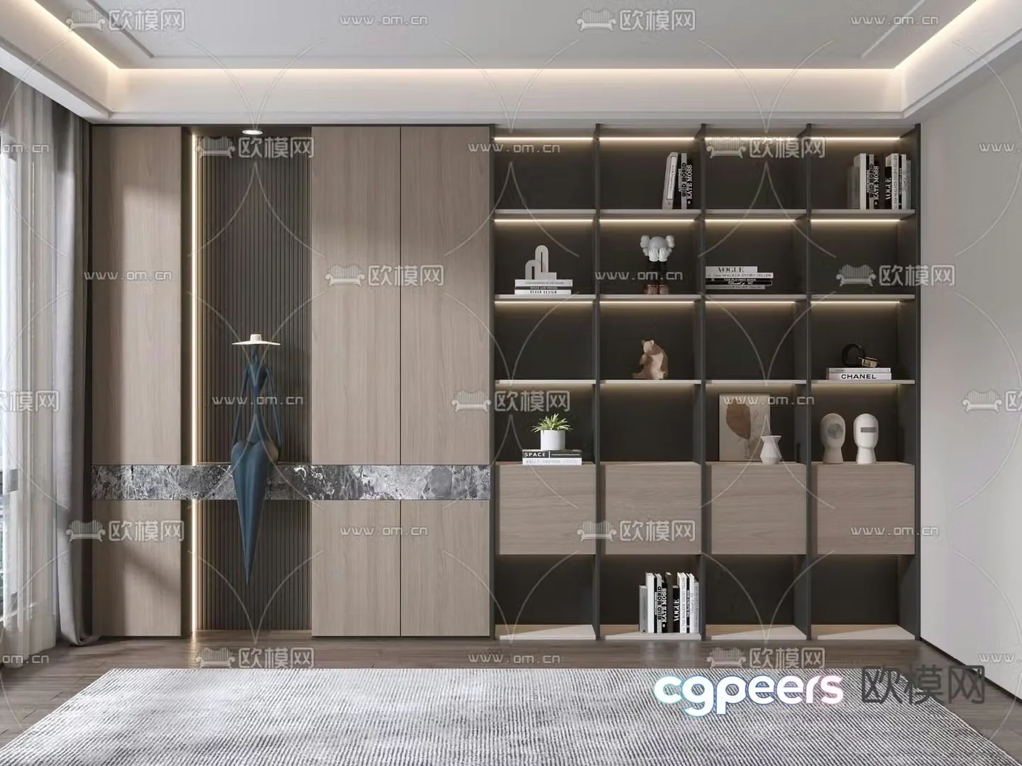 Modern bookcase display cabinet 3d model
