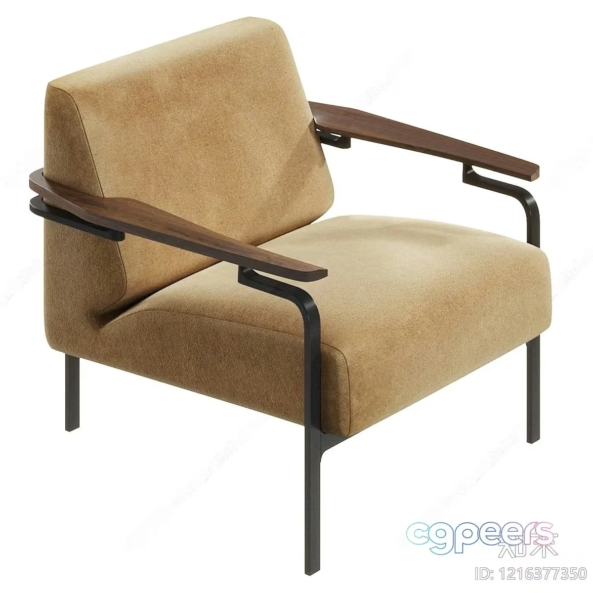 Modern Armchair With Wood Arms 3D Model – 14854 – VRAY Render