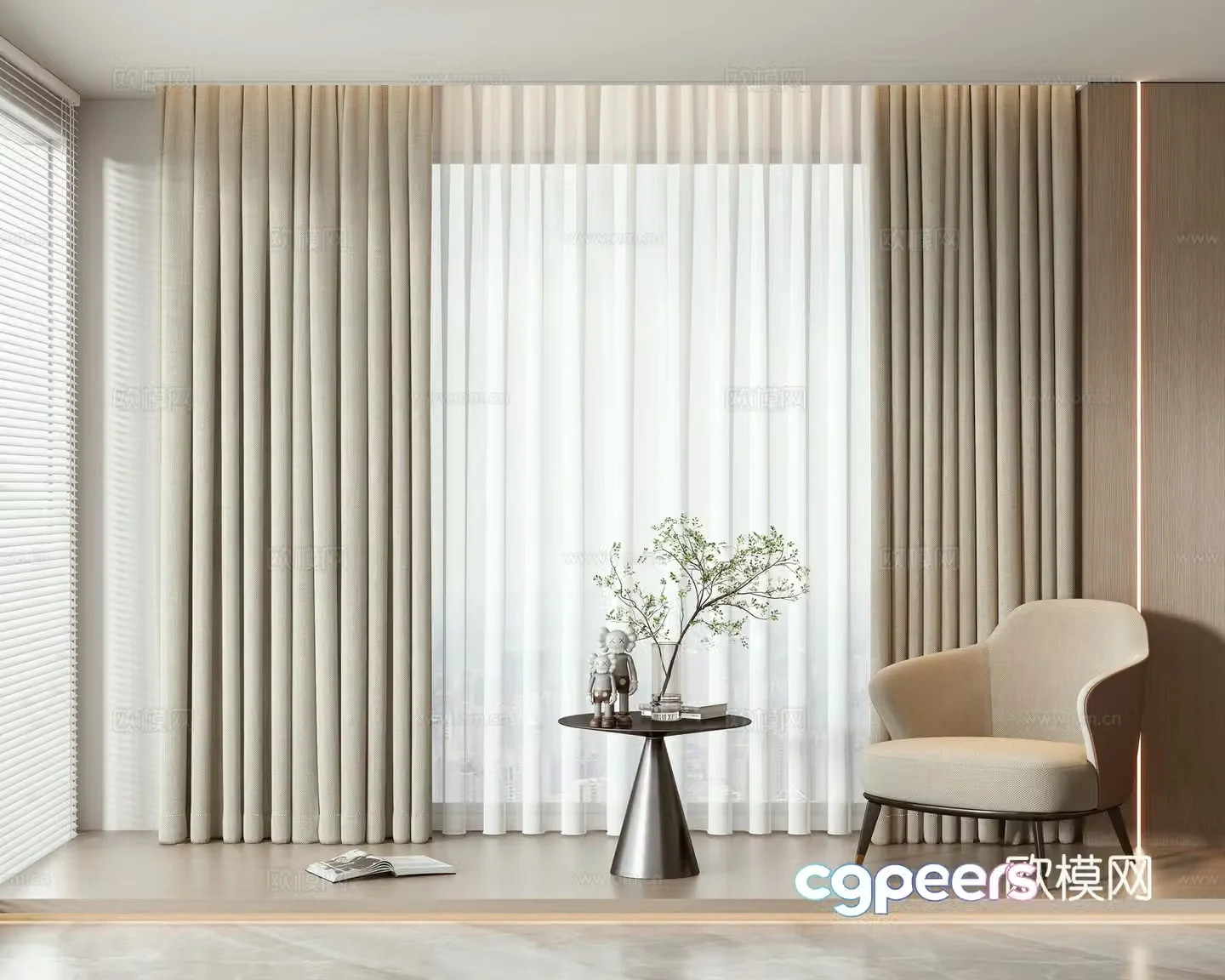 Modern curtain 3d model