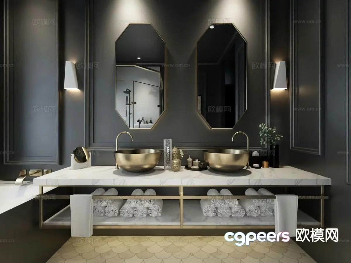 Light luxury bathroom bathroom 3d model