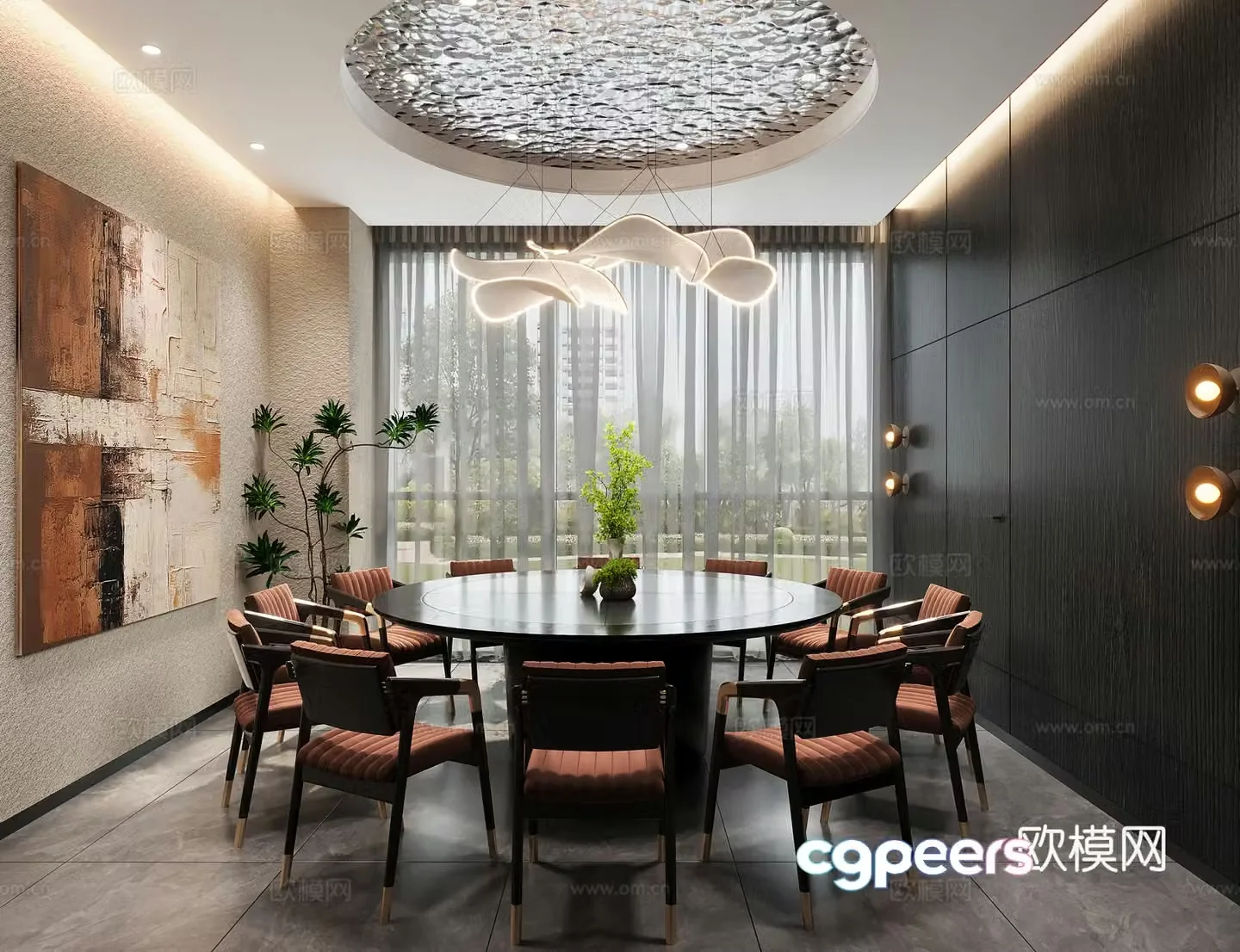 Modern Chinese restaurant private room private room 3d model
