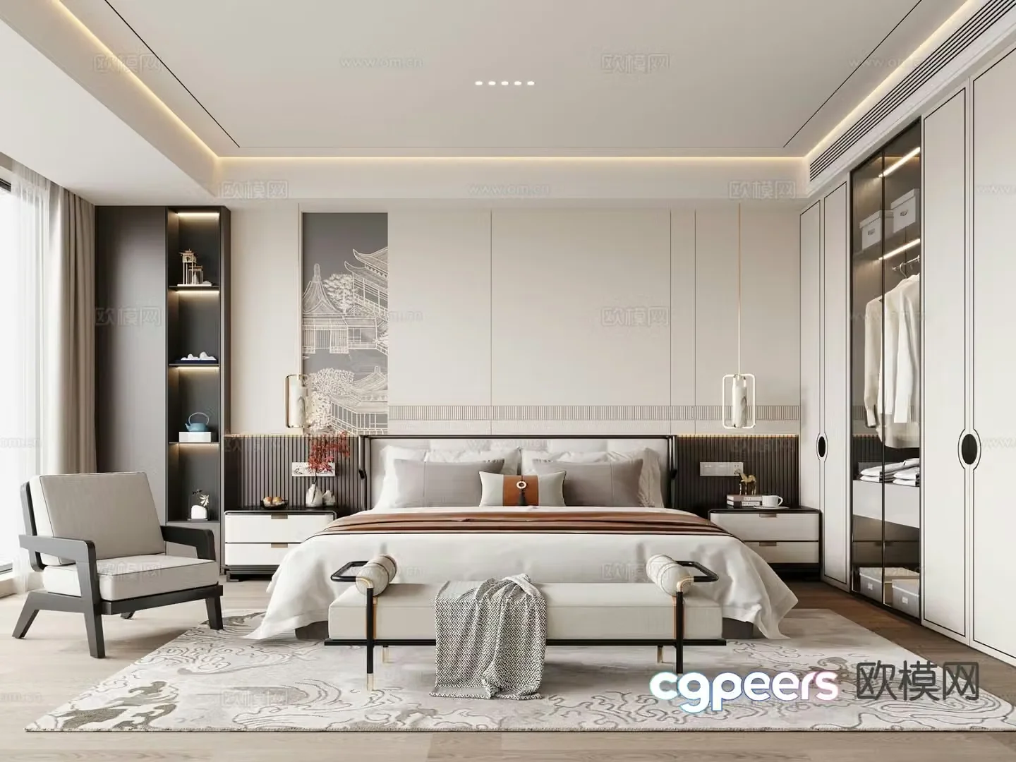 New Chinese style bedroom master bedroom 3d model