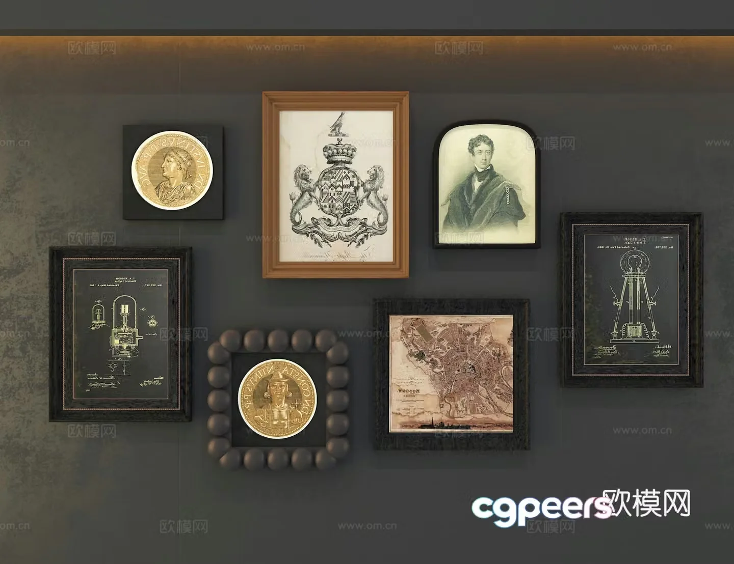 3D model of medieval style decorative painting