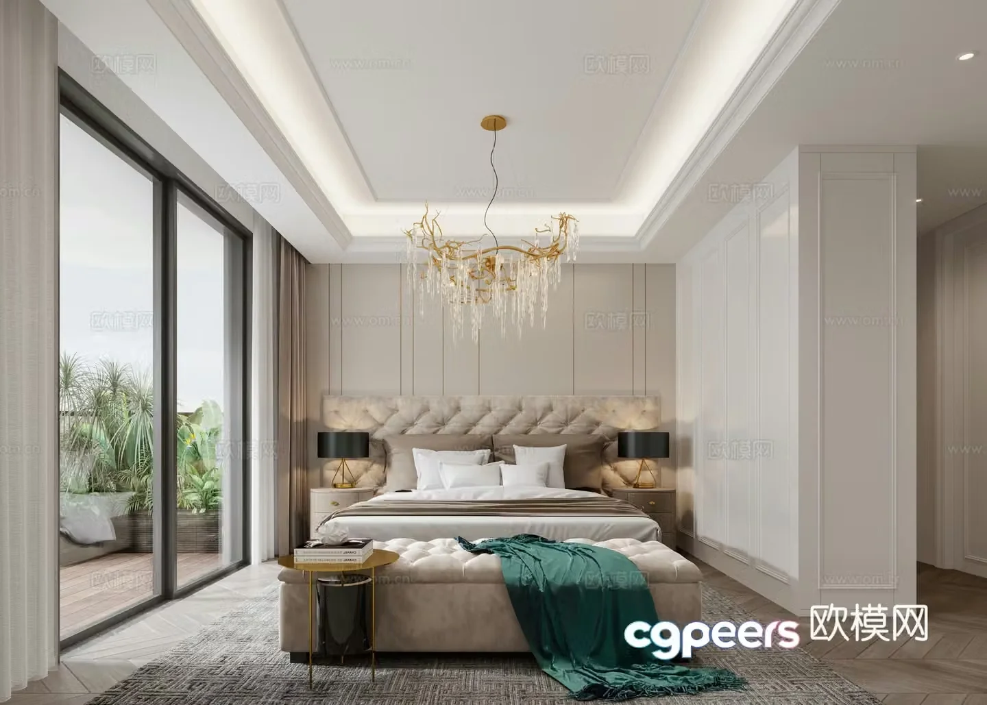 Simple European bedroom 3d model