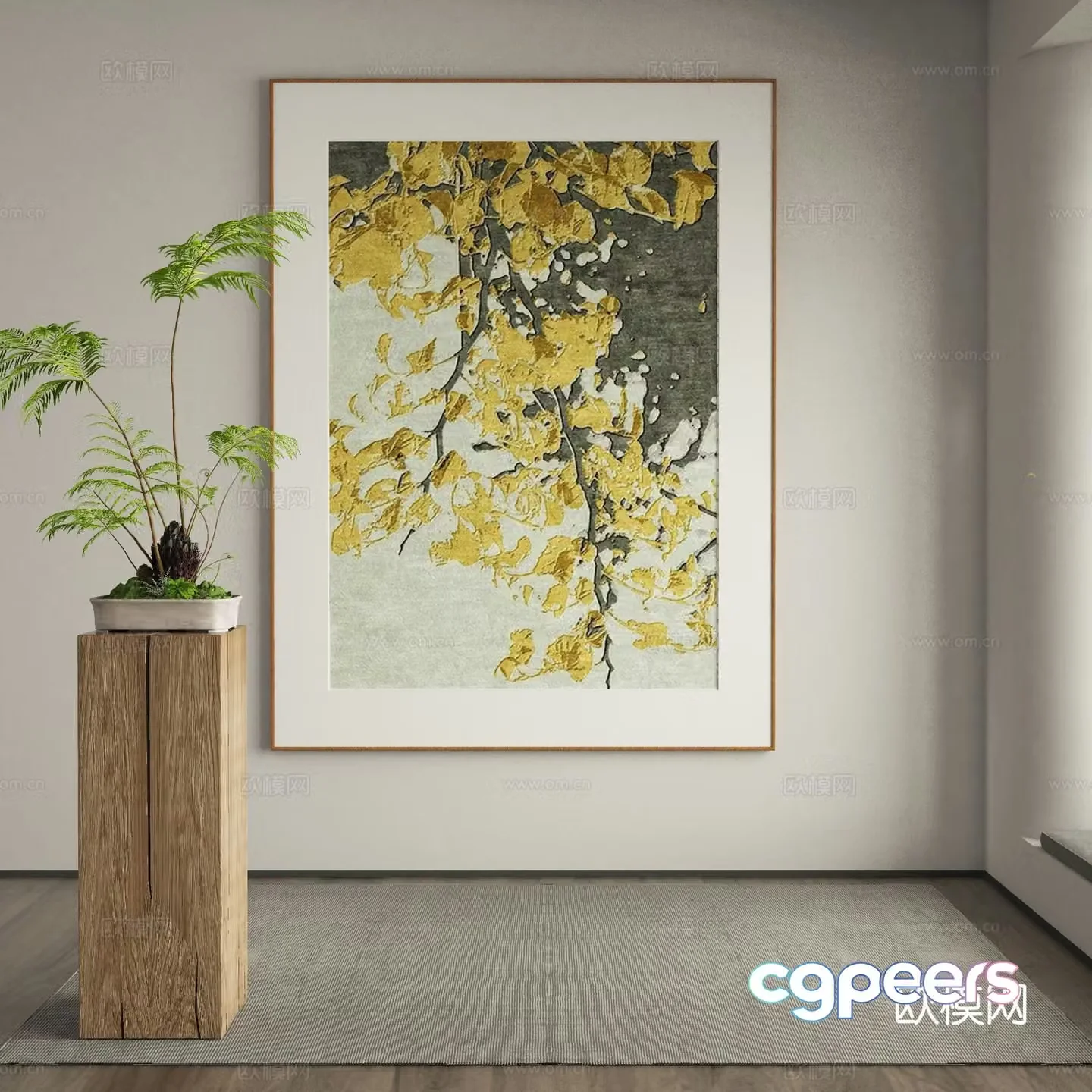 New Chinese style decorative painting flower hanging painting 3D model