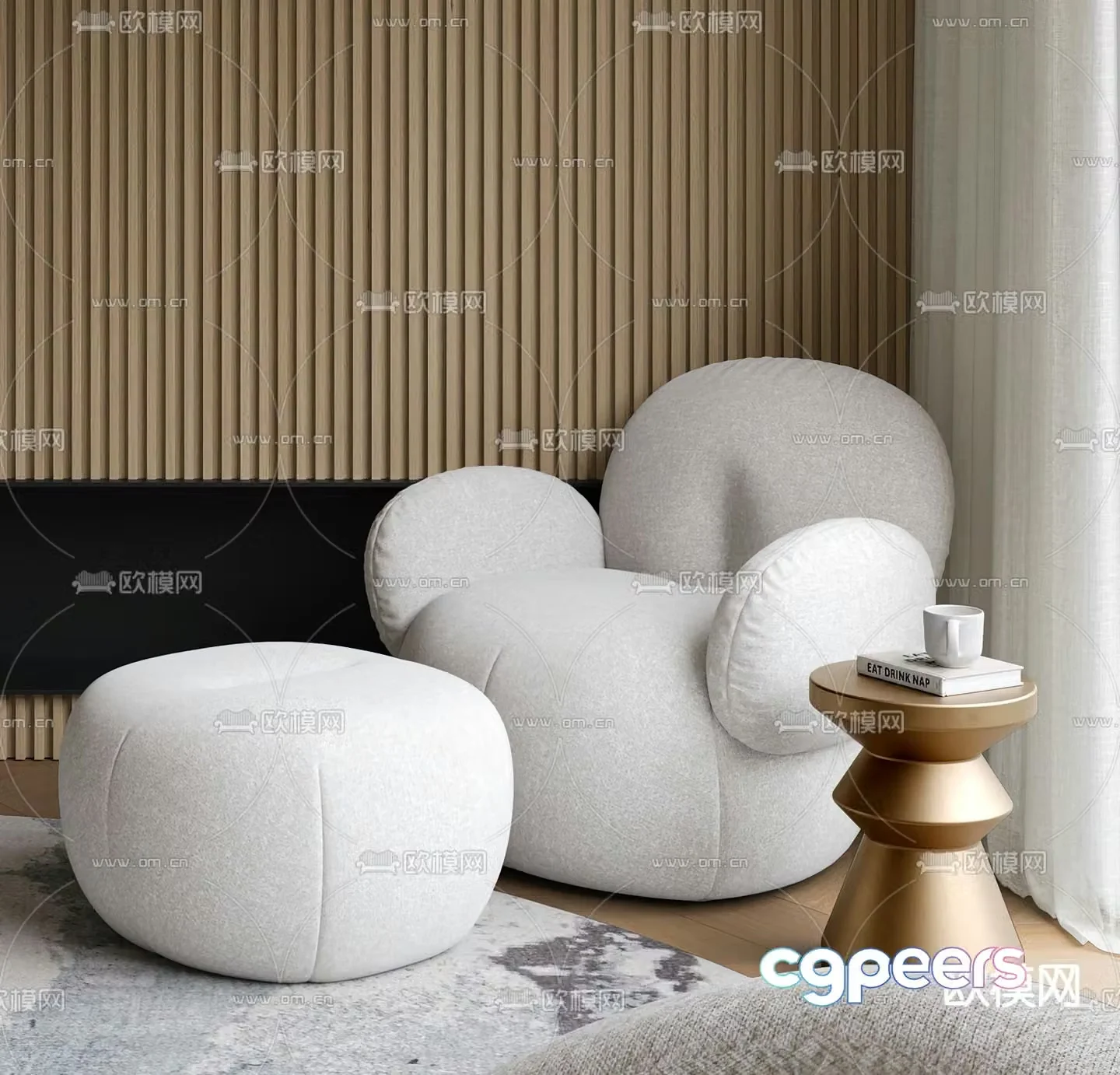 Freifrau simple leisure chair 3d model
